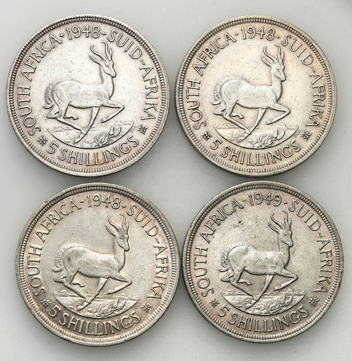 RPA. 5 shillings 1948-1949, zestaw 4 sztuk